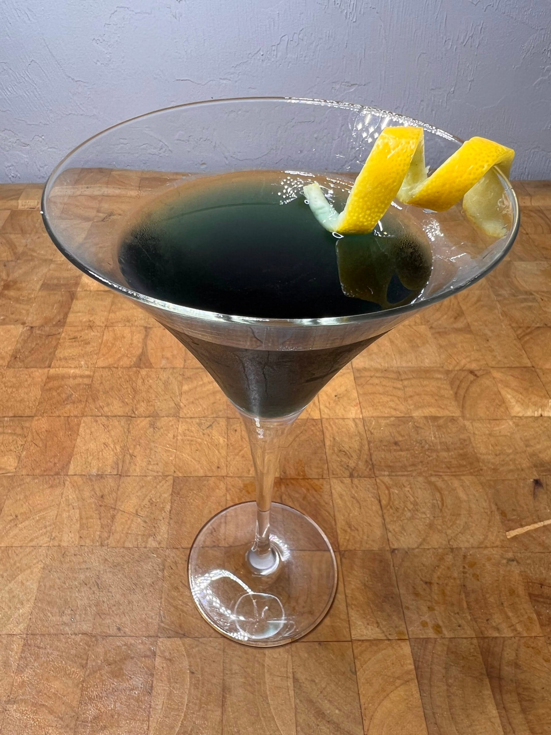 close up of black martini