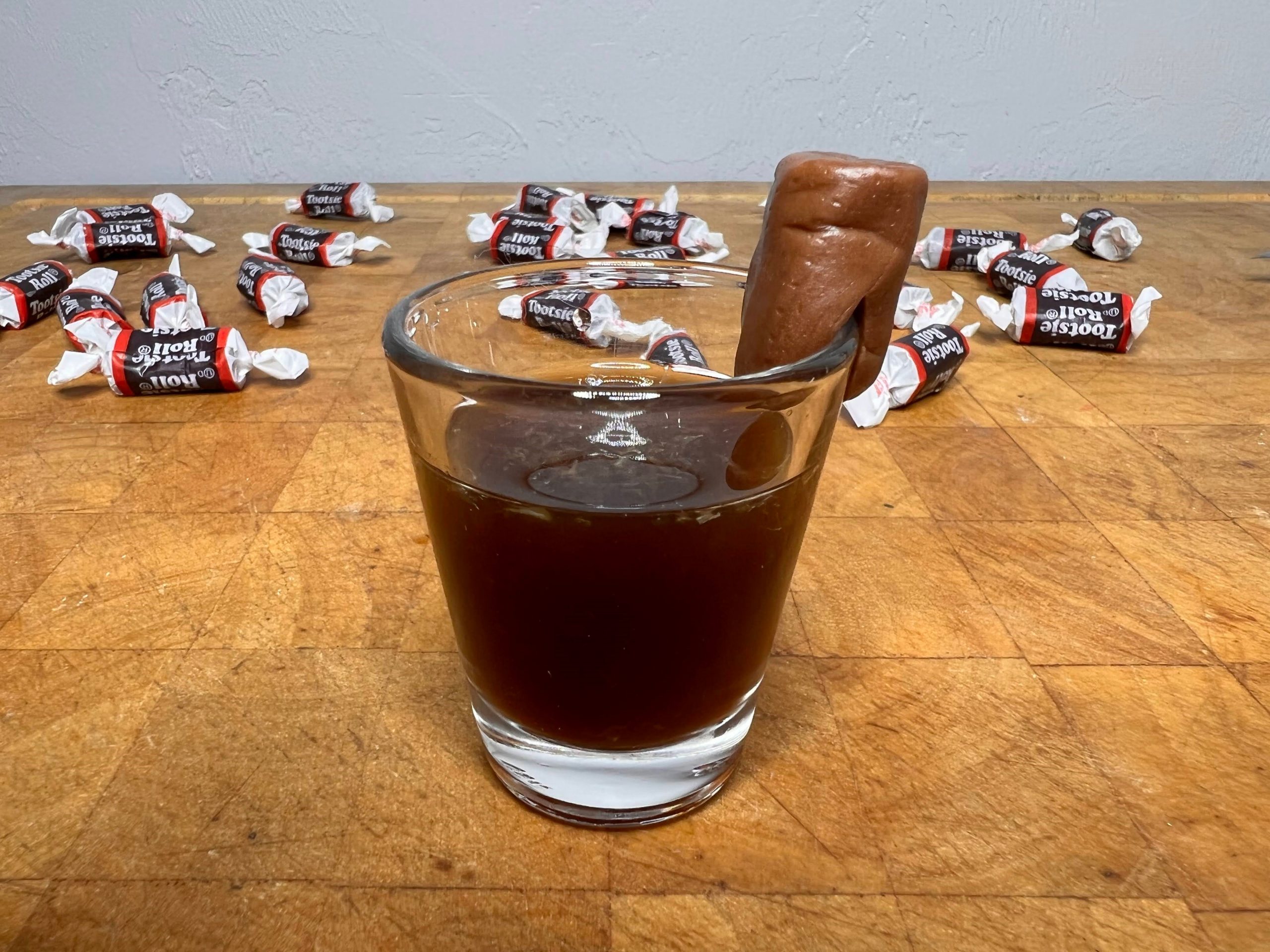 close up of tootsie roll shot