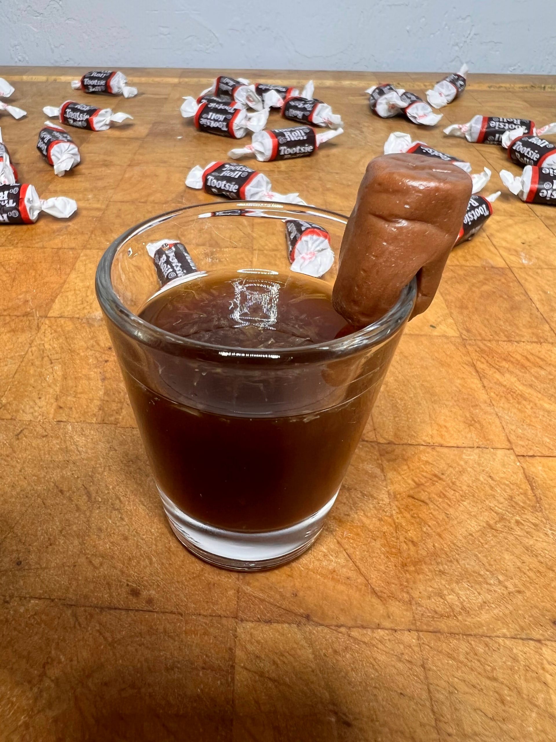 close up of tootsie roll shot
