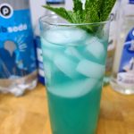 blue mojito with ingredients in background