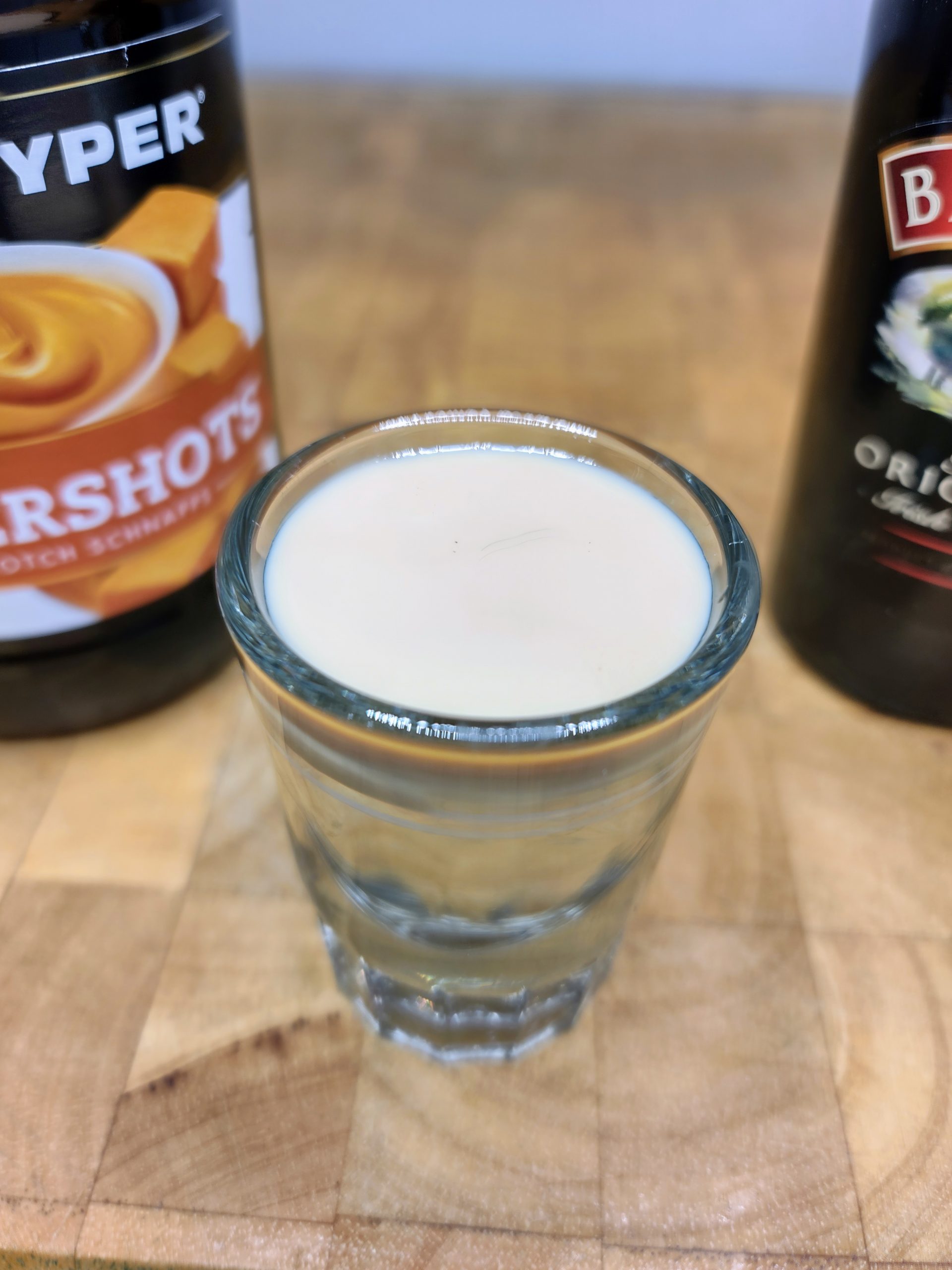 top down view of a buttery nipple shot