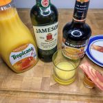 top down view of irish breakfast shot and the ingredients used