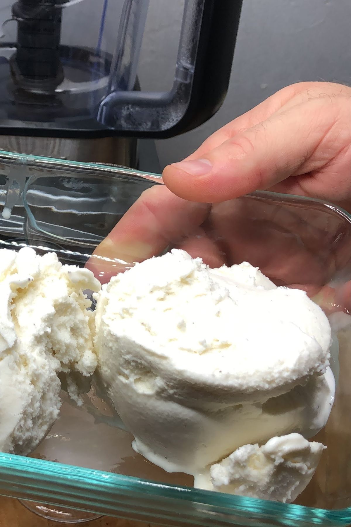 Two scoops of vanilla ice cream.
