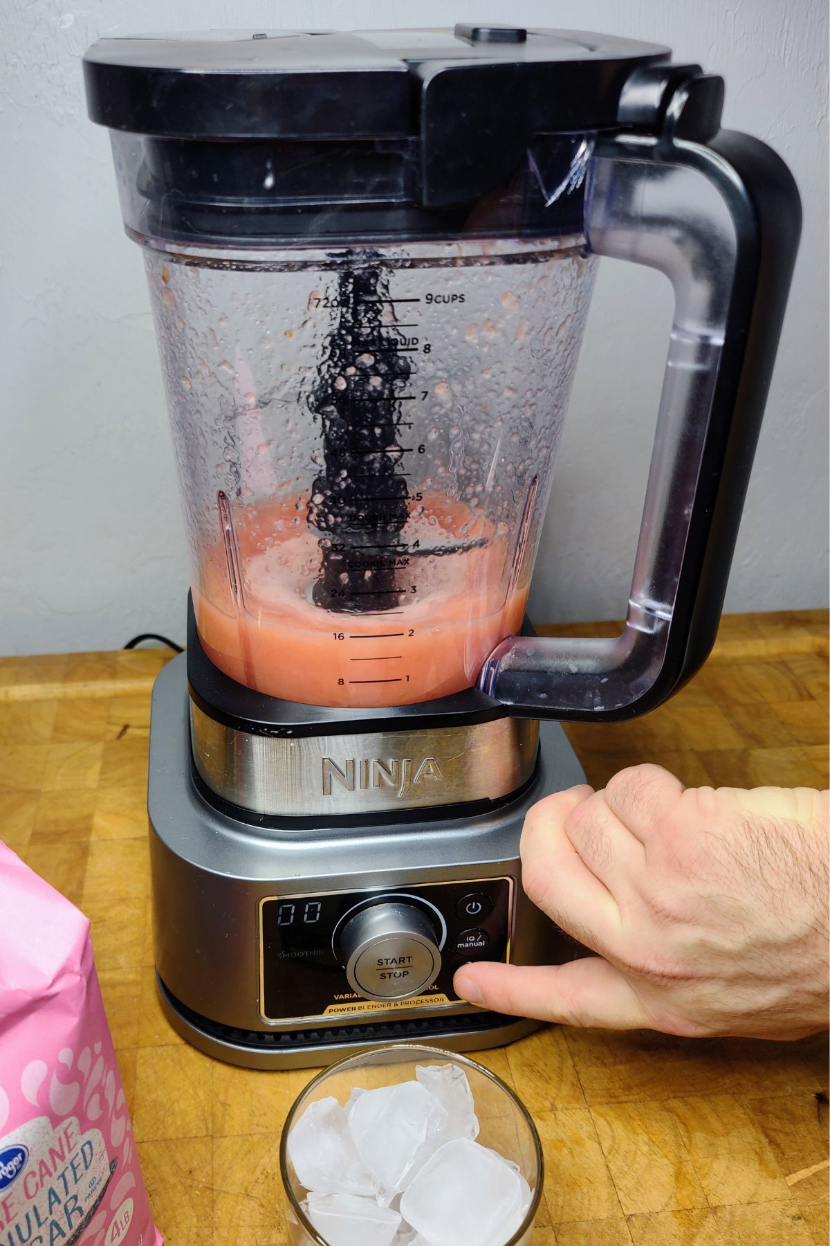 Blending watermelon in a blender.